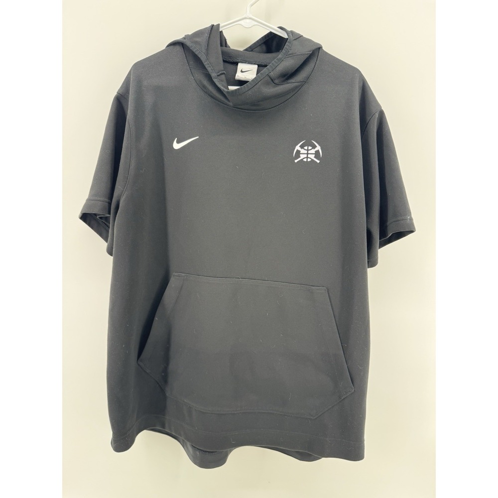 Nike Black Dri Fit Denver Nuggets short sleeve hoodie Sweatshirt
